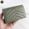 YSL Small envelope card holder green Caviar แบรนด์เนมมือสอง